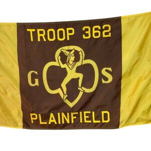 Brownie Girl Scouts Vintage 100% Nylon Bunting 3 x 2  Flag PLAINFIELD TROOP IL
